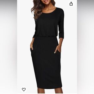 Moyabo black 3/4 sleeve T-shirt dress with pockets